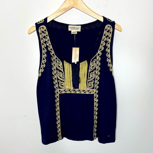 VTG DENIM AND SUPPLY RALPH LAUREN METALLIC SOUTACHE  EMBROIDERED TANK Y2K LARGE - Picture 12 of 12